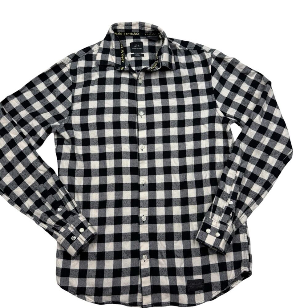 Armani Exchange Plaid Black and White Shirt